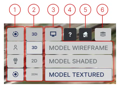 Top left 3D navigation menu with numbered options