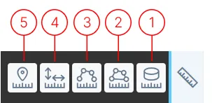 Project measure tools menu with the five measurement types